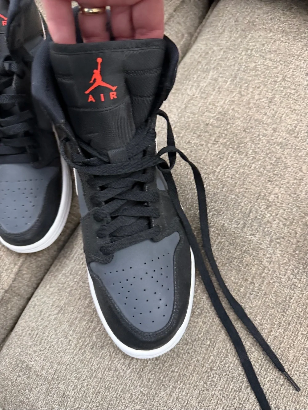 Jordan Womens High-Top Sneakers in Black and Rose Gold